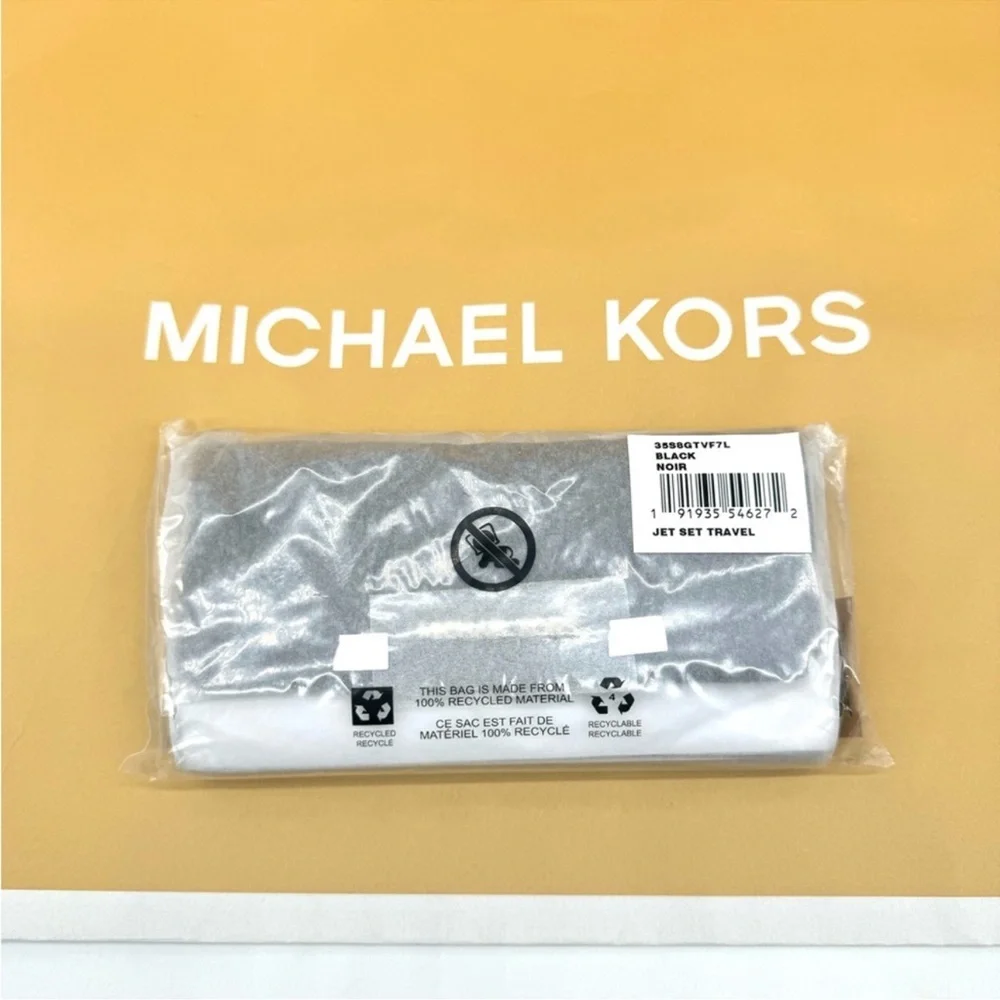 Michael Kors Trifold Wallet Leather Black/Gold - Picture 10 of 10